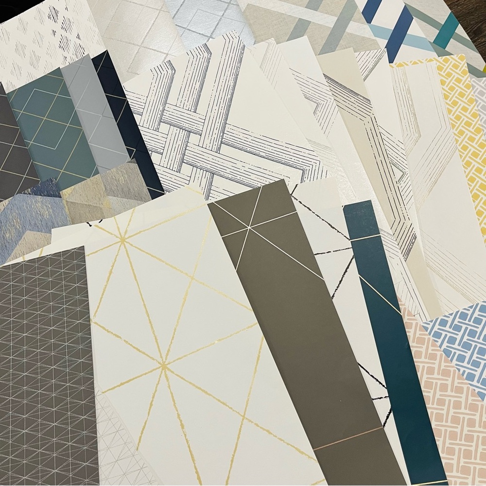 Large Assortment of 34 Multicolor Geometric Patterned wallpaper DIY Sheets